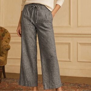 7th Ave Linen Blend Pants High Waisted Wide-Leg Women's Size 4 Blue Gray